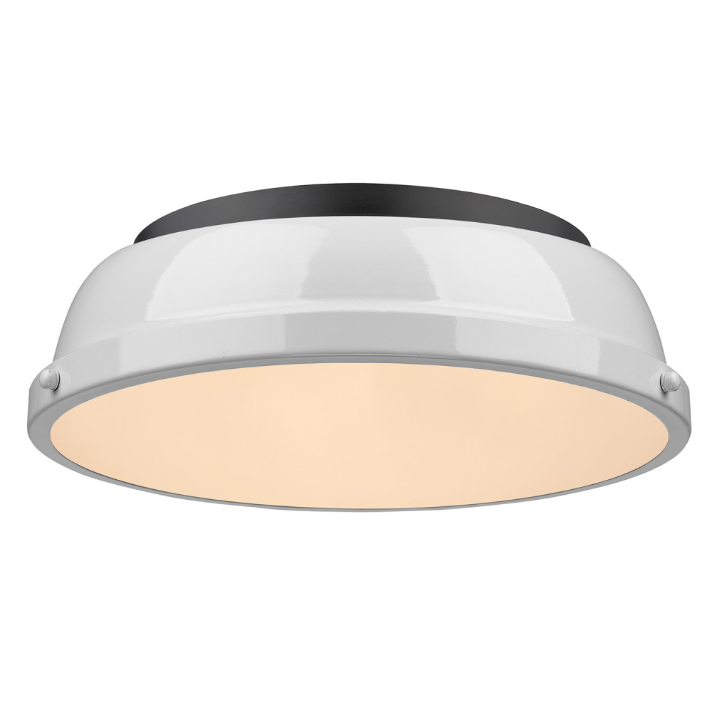 Yep by Golden Lighting Duncan 2-light Flush Mount in Matte Black and White shade
